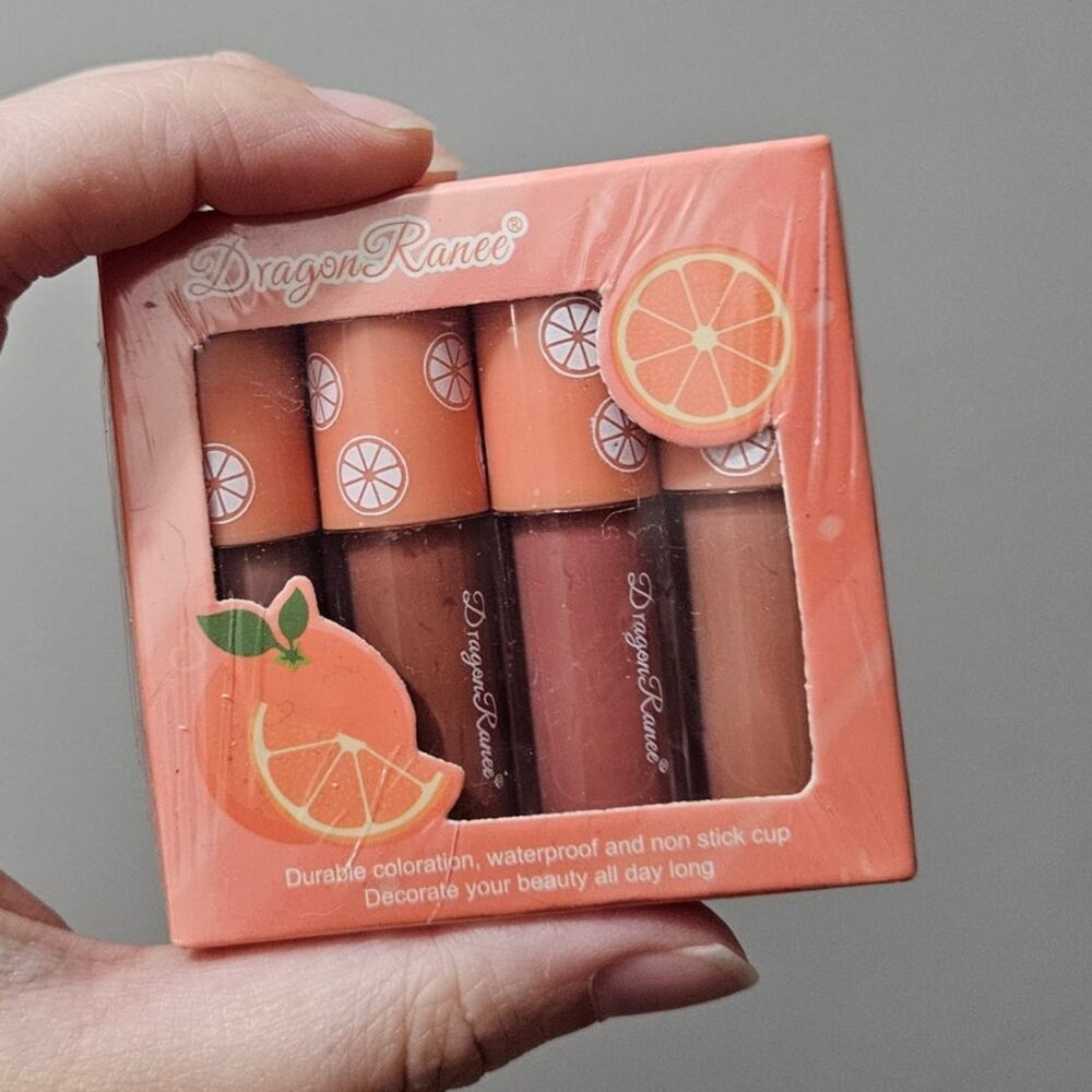 Dragon Ranee Liquid Lipstick Set ORANGE ~ Set of 4 ~ NEW